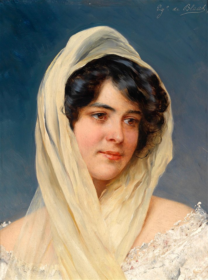 Eugen von Blaas Bildnis einer jungen Dame mit Schleier