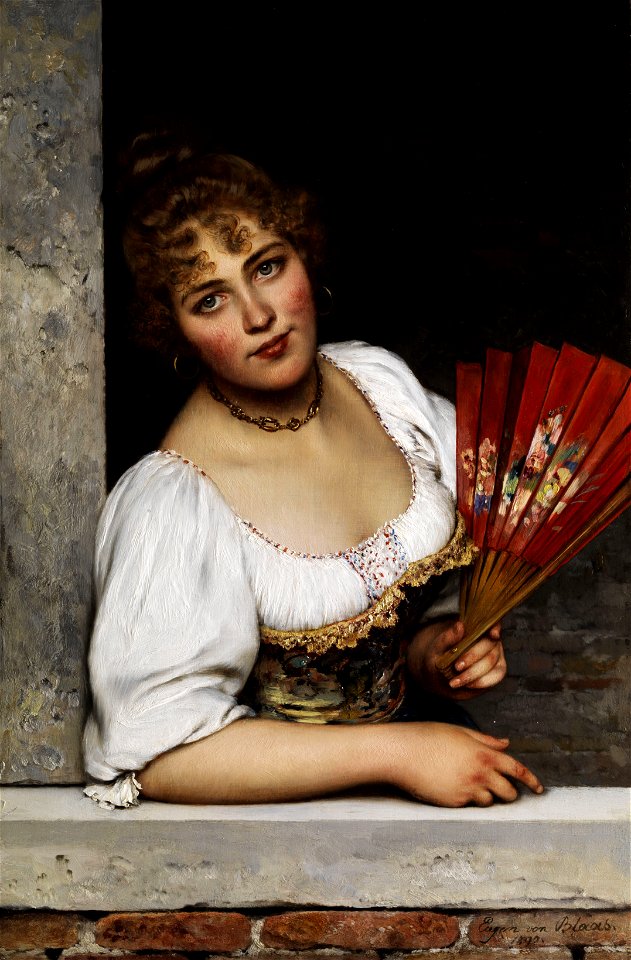 Eugen von Blaas Der rote Fächer 1892