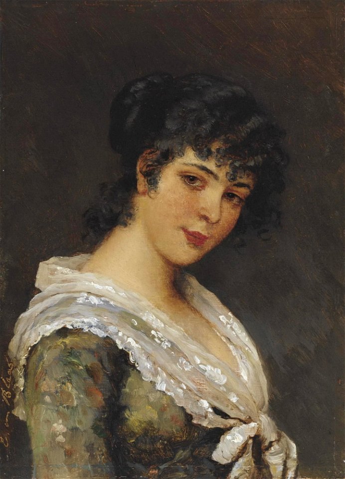 Eugene de Blaas - Portrait of a young woman