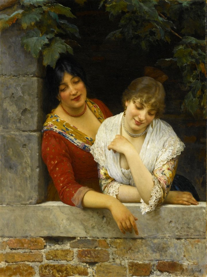 Eugene de Blaas - Venetians at the balcony (1881)