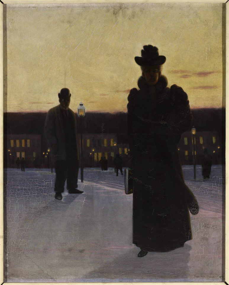Eugeniusz Ludwik Dąbrowa-Dąbrowski - Street scene at dusk - MP 1310 - National Museum in Warsaw