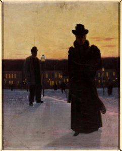 Eugeniusz Ludwik Dąbrowa-Dąbrowski - Street scene at dusk - MP 1310 - National Museum in Warsaw