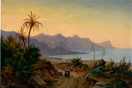 Eugen von Guérard - Südliche Küstenlandschaft mit Palmen, 1844