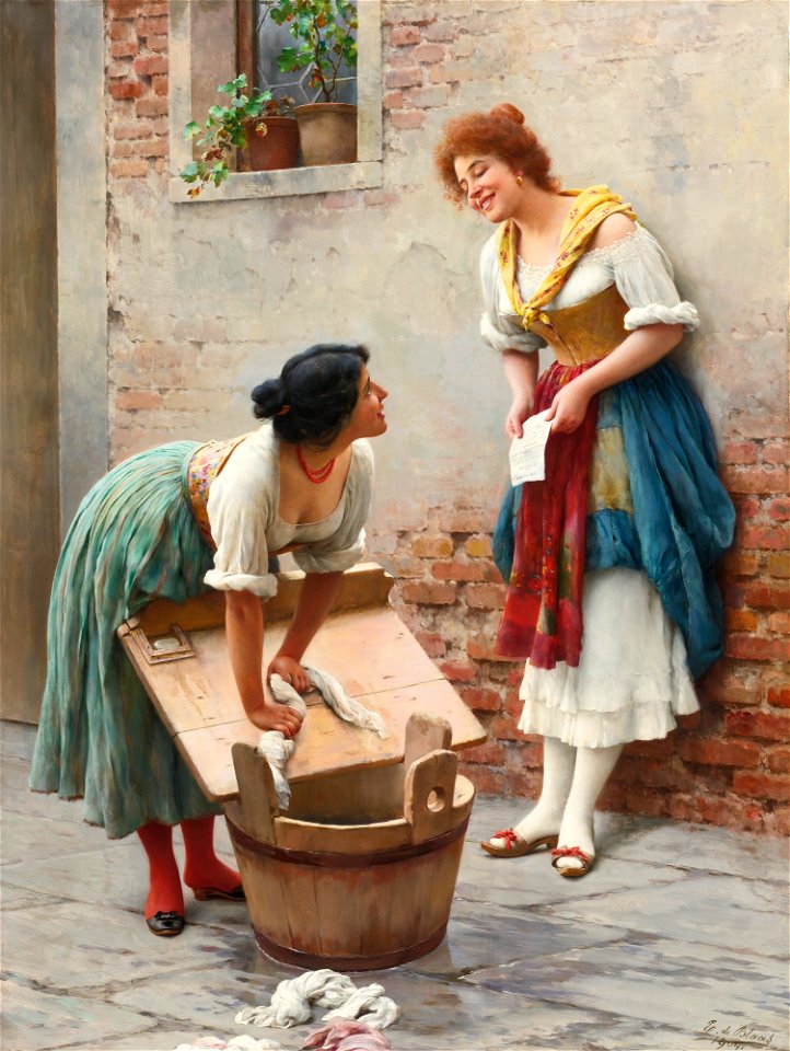 Eugen von Blaas - Sharing the News 1904