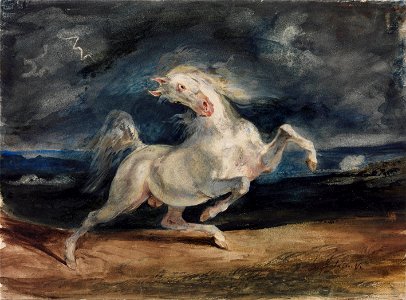 Eugene Delacroix - Horse Frightened by Lightning - Google Art Project. Free illustration for personal and commercial use.