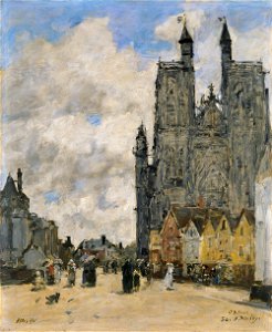 Eugène Boudin - La Place de l'église Saint-Vulfran à Abbeville