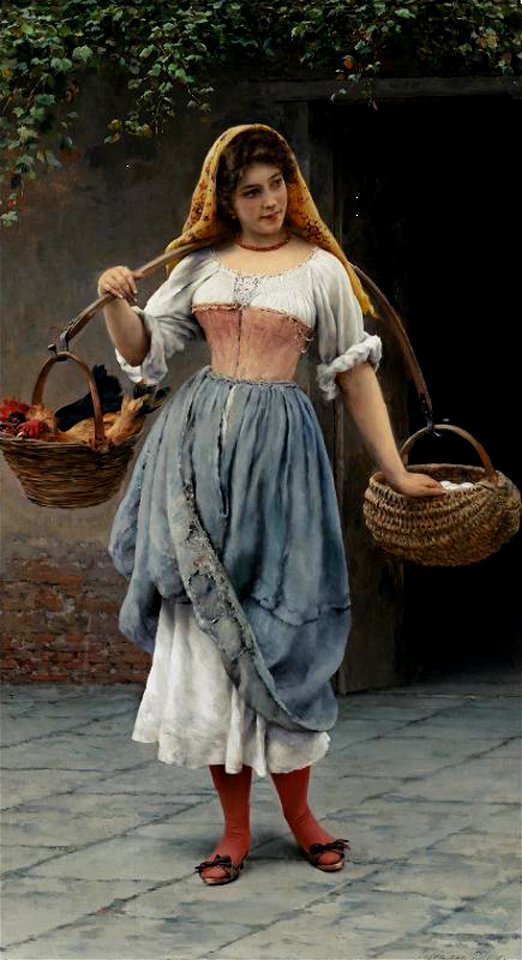 Eugene de Blaas - Which Came First (1899)