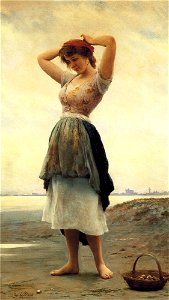 Eugene de Blaas On the Beach - Art Renewal Center. Free illustration for personal and commercial use.