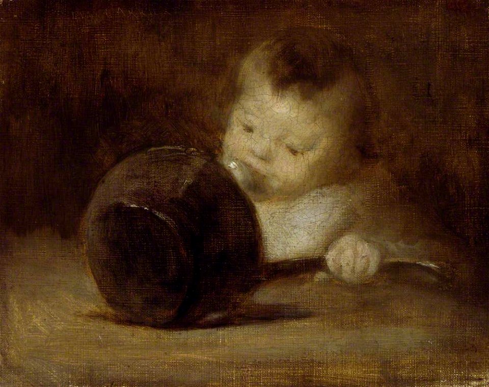 Eugène Carrière (1849-1906) - Enfant avec une casserole - ABDAG002673 - Aberdeen Art Gallery