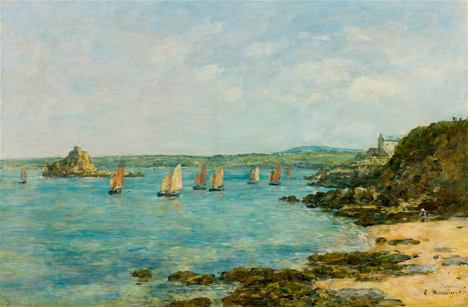 Eugène Boudin - Rivage Douarnenez Bateaux de péche dans la Baie