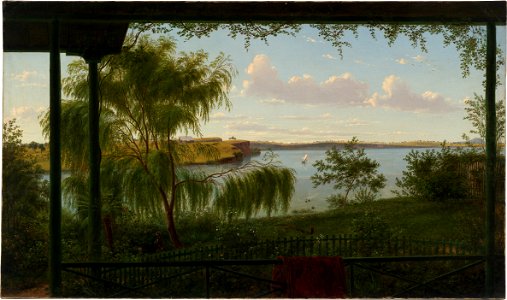 Eugene VON GUÉRard - From the verandah of Purrumbete - Google Art Project. Free illustration for personal and commercial use.