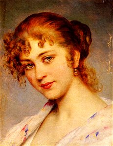 Eugene von Blaas - Portrait Of A Young Lady