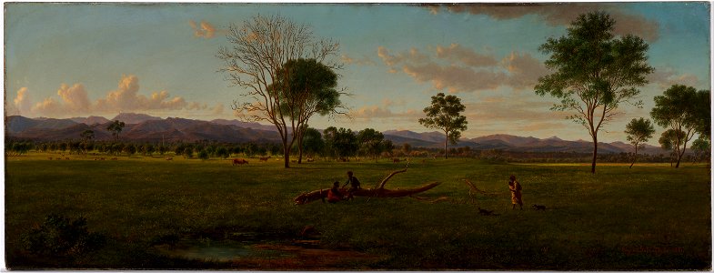 Eugene VON GUÉRard - View of the Gippsland Alps, from Bushy Park on the River Avon - Google Art Project. Free illustration for personal and commercial use.