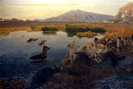 Eugenio Cecconi - 1887-1903 - La Caccia al Cinghiale nel Padule di Burano (detail 2)