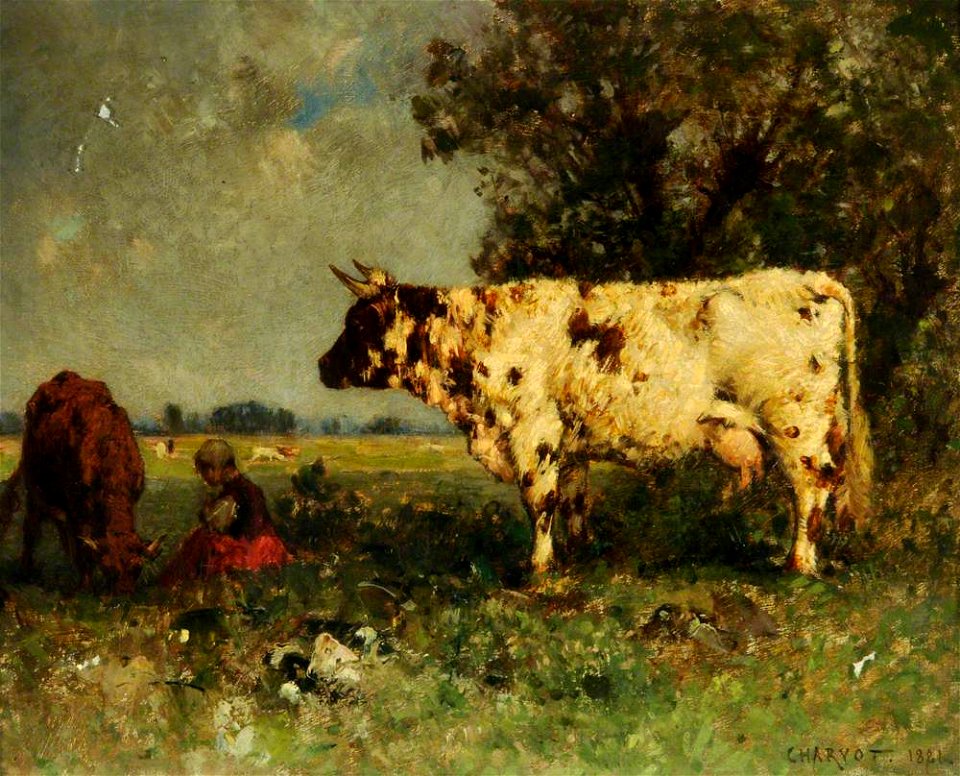Eugène Charvot (1847-1924) (attributed to) - Landscape with Cattle - VIS.1216 - Sheffield Galleries and Museums Trust