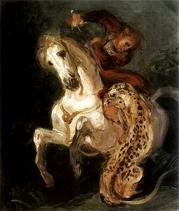 Eugène Delacroix - Jaguar Attacking a Horseman - WGA6232. Free illustration for personal and commercial use.