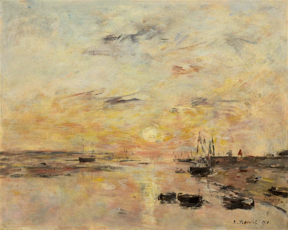 Eugène Boudin - Coucher de soleil sur la Canche, Etaples