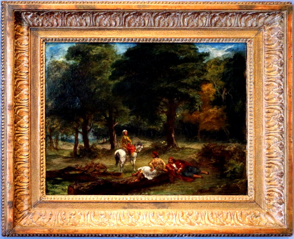 Eugène delacroix, cavalleria greca che si riposa nella foresta, 1858