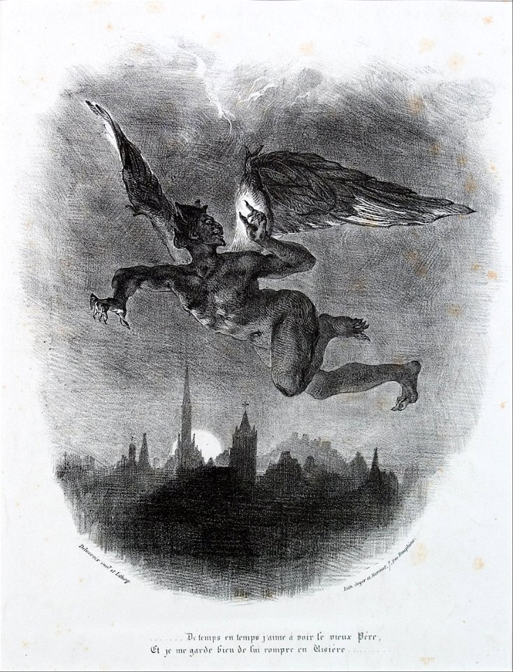 Eugène Delacroix - Mephistopheles in the Sky - Google Art Project
