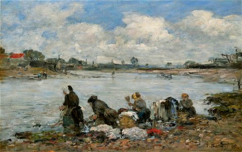 Eugène Boudin - Laveuses au bord de la Touques (1885)