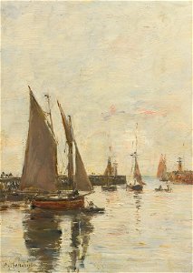 Eugène Boudin - Trouville, les jetées marée haute