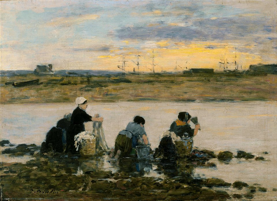 Eugène Boudin - Washerwomen by the River - Google Art Project