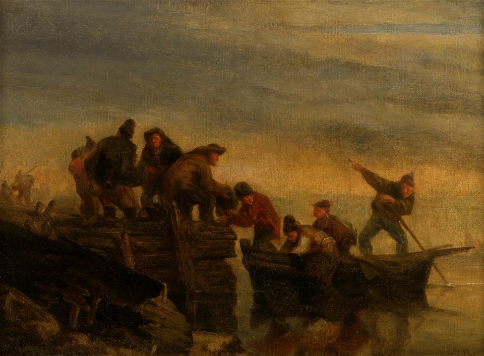 Eugène Boudin - Pècheurs au bord de l'Eau