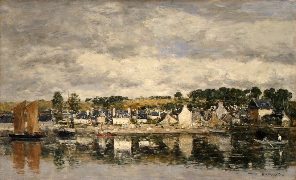 Eugène Boudin - Village par une rivière