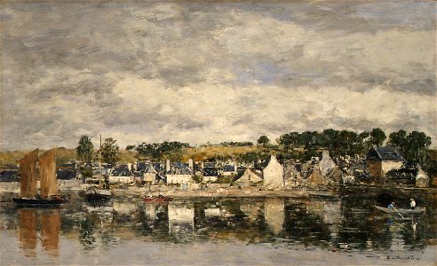 Eugène Boudin - Village par une rivière