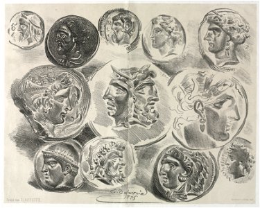 Eugène Delacroix (French, 1798-1863) - Feuille de douze médailles antiques - 1956.692 - Cleveland Museum of Art
