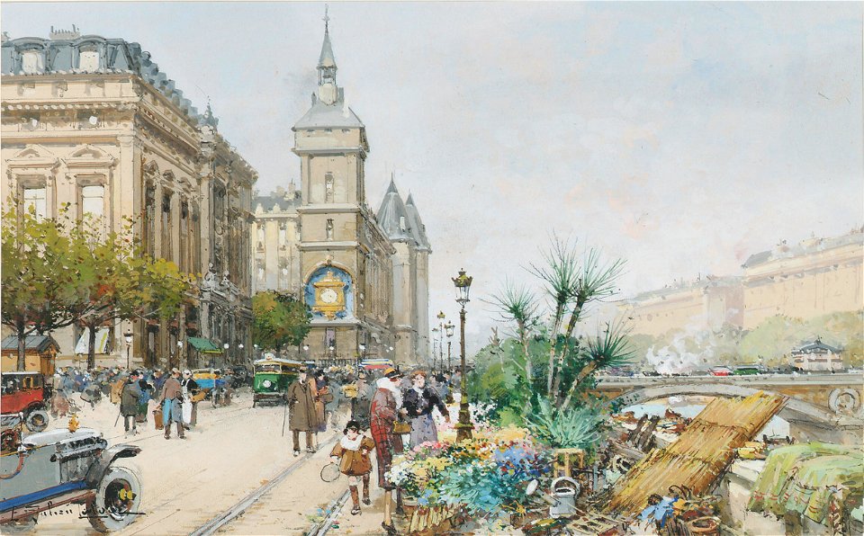 Eugène Galien-Laloue Paris Quai de l'Horloge Flower sellers 2