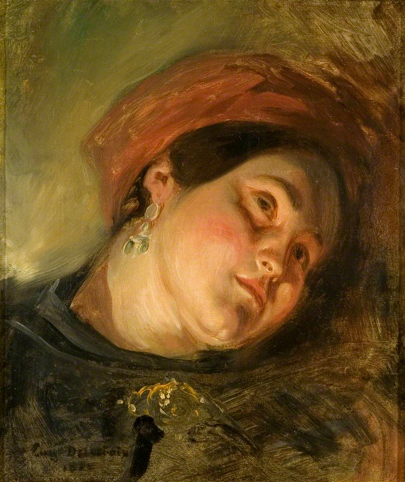 Eugène Delacroix (1798-1863) - Head of a Woman in a Red Turban - K2873 - Bristol City Museum and Art Gallery