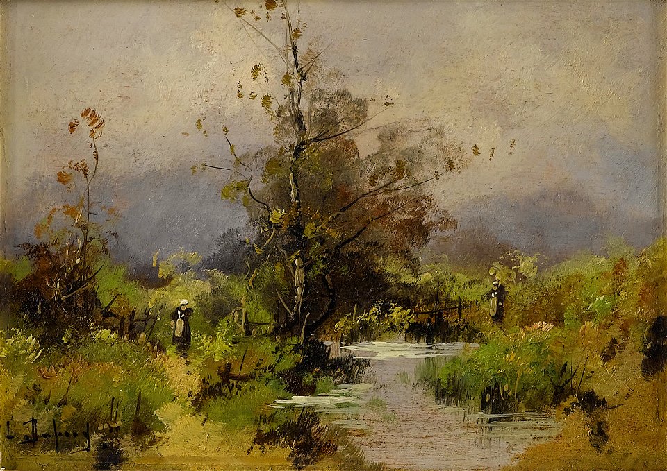 Eugène Galien-Laloue - Paysage avec un ruisseau
