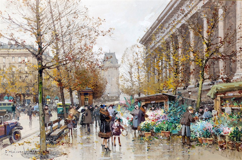 Eugène Galien-Laloue Paris Le marché aux fleurs 3