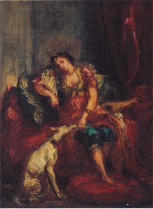 Eugène Delacroix - Frau aus Algier mit Windhund