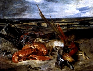 Eugène Delacroix - Still-Life with Lobster - WGA6170. Free illustration for personal and commercial use.