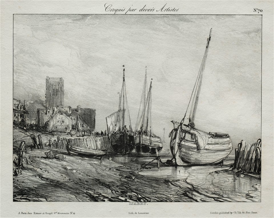 Eugène Isabey (French, 1803-1886) - Fishing Boats along the Beach - 1942.1040 - Cleveland Museum of Art