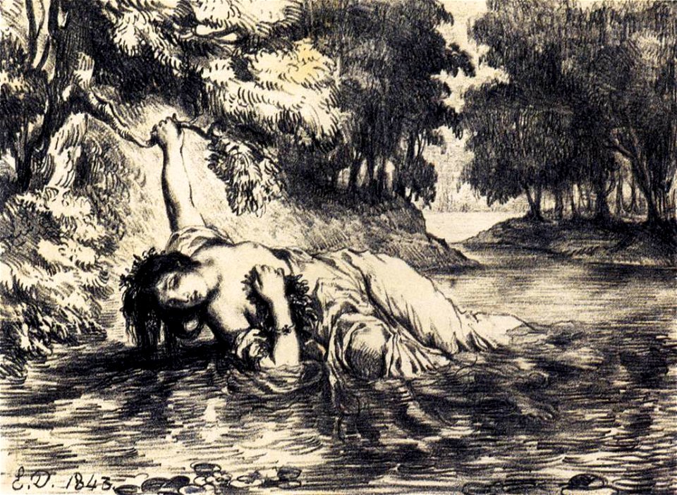 Eugène Delacroix - The Death of Ophelia - WGA06259
