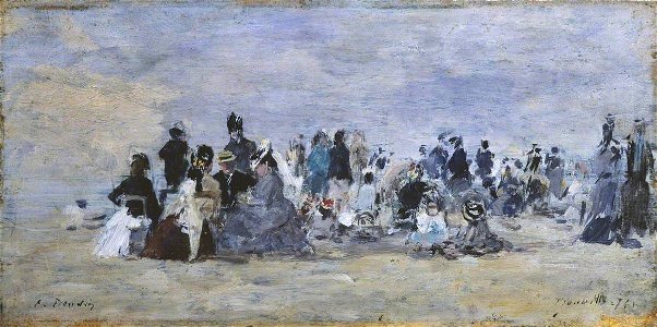 Eugène Louis Boudin (1824-1898) - Beach at Trouville - P.1932.SC.43 - Courtauld Institute of Art. Free illustration for personal and commercial use.