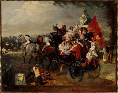 Eugène Lami - Scène de carnaval, place de la Concorde - P1957 - Musée Carnavalet