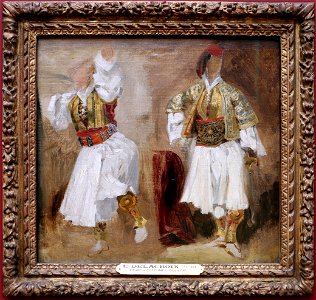 Eugène delacroix, due studi di costumi sulioti, 1824-25 ca