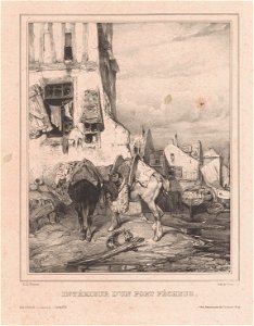 Eugène Lepoittevin, Intérieur d'un Port Pêcheur, 1832-1835. Free illustration for personal and commercial use.