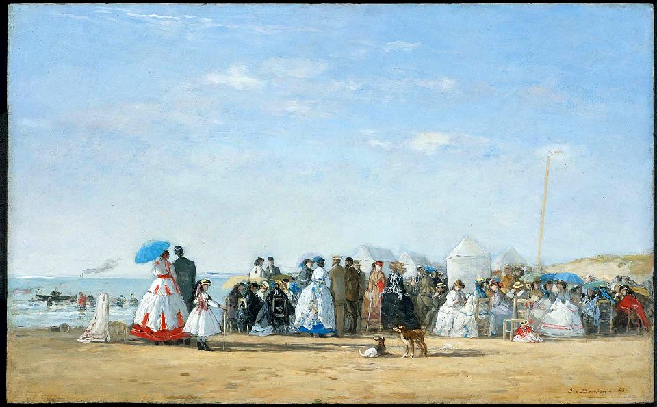Eugène Louis Boudin - Fashionable Figures on the Beach - 1974.565 - Museum of Fine Arts