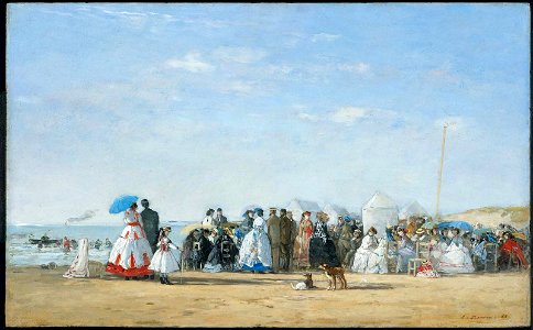 Eugène Louis Boudin - Fashionable Figures on the Beach - 1974.565 - Museum of Fine Arts