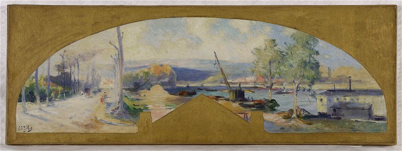 Eugène Louis Gillot - Esquisse pour la mairie d'Issy-les-Moulineaux , La Seine à Issy-les-Moulineaux - PPP4023 - Musée des Beaux-Arts de la ville de Paris