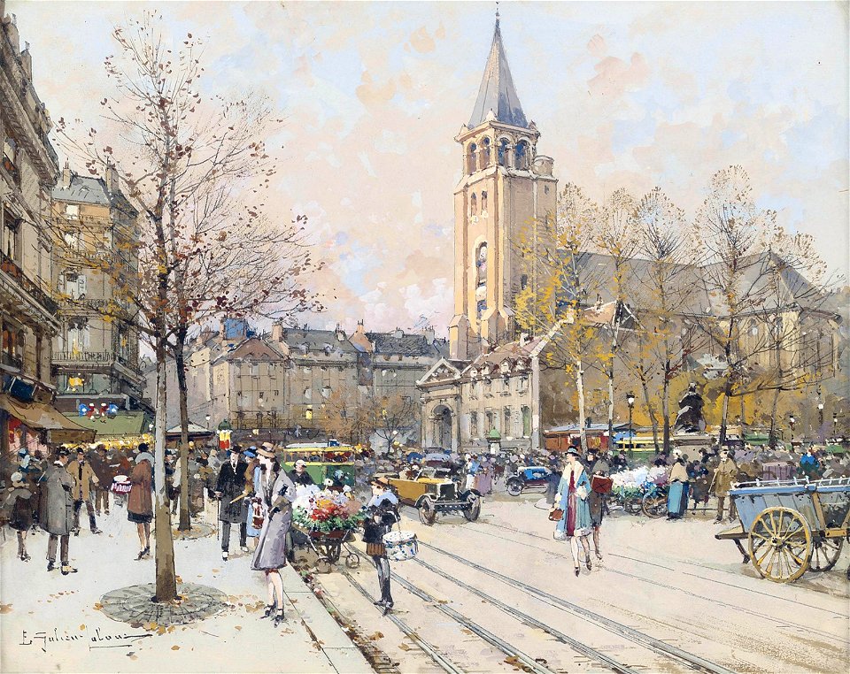 Eugène Galien-Laloue Paris Eglise de St-Germain-des-Prés