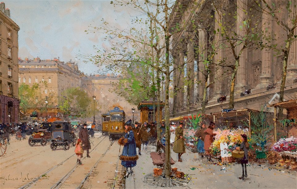 Eugène Galien-Laloue - Marché aux fleurs Place de la Madeleine