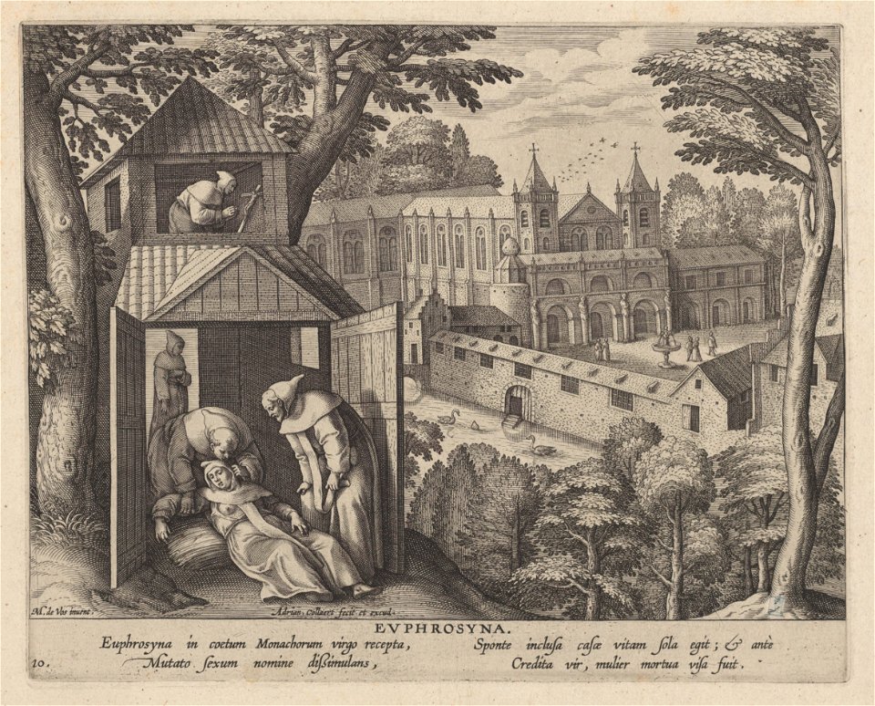 Euphrosine of Alexandria print by Maerten de Vos, S.I 810, Prints Department, Royal Library of Belgium