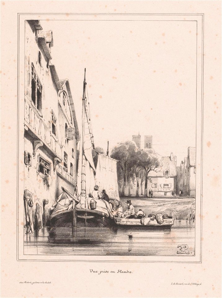 Eugène Lepoittevin, Fishing boat in a Flemish port city, 1832-1840, Rijksmuseum