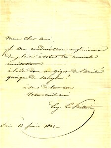 Eugène Lepoittevin letter of 13 Feb 1864. Free illustration for personal and commercial use.